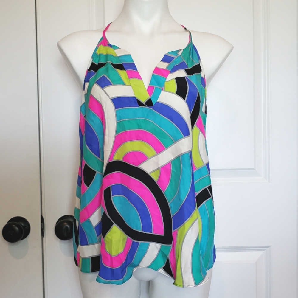 Alice & Trixie Multicolor Halter Neck Abstract Print Blouse